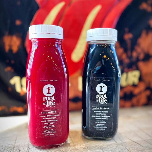 Aphrodite and Paint It Black at Root of Life Juicery | Instagram: @rootoflifejuicery