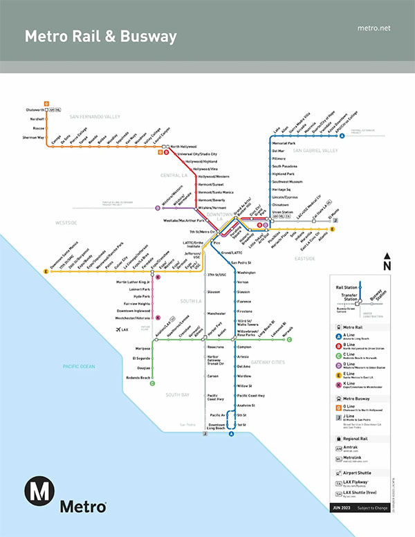 Metro Rail & Busway Map | Photo: Courtesy of Metro/LA Tourism