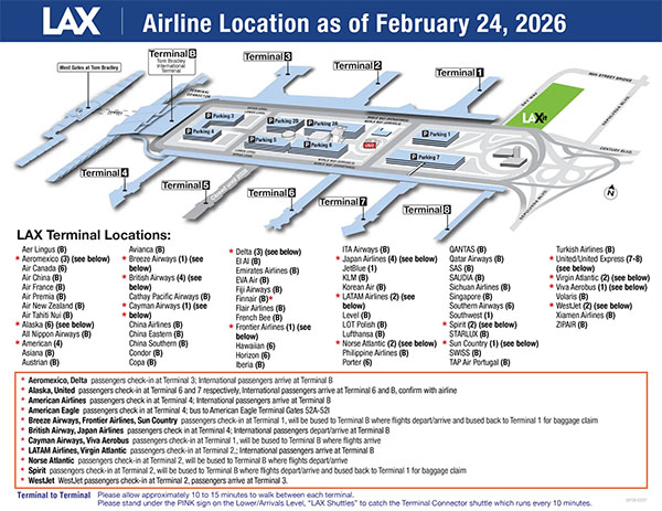 LAX Airline Location Map | Photo: LAWA