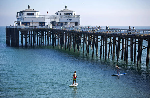 Paddleboarding at Malibu Pier