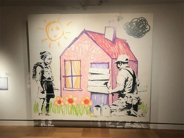 A new work from Banksy on view at the Lucas Museum (Photo: Liz Ohanesian)